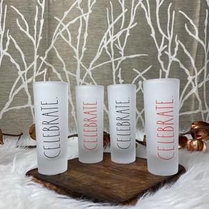 RAE DUNN FARMHOUSE HOME DECOR CELEBRATE BAR KITCHEN DRINK NEW HTF RD GLASS